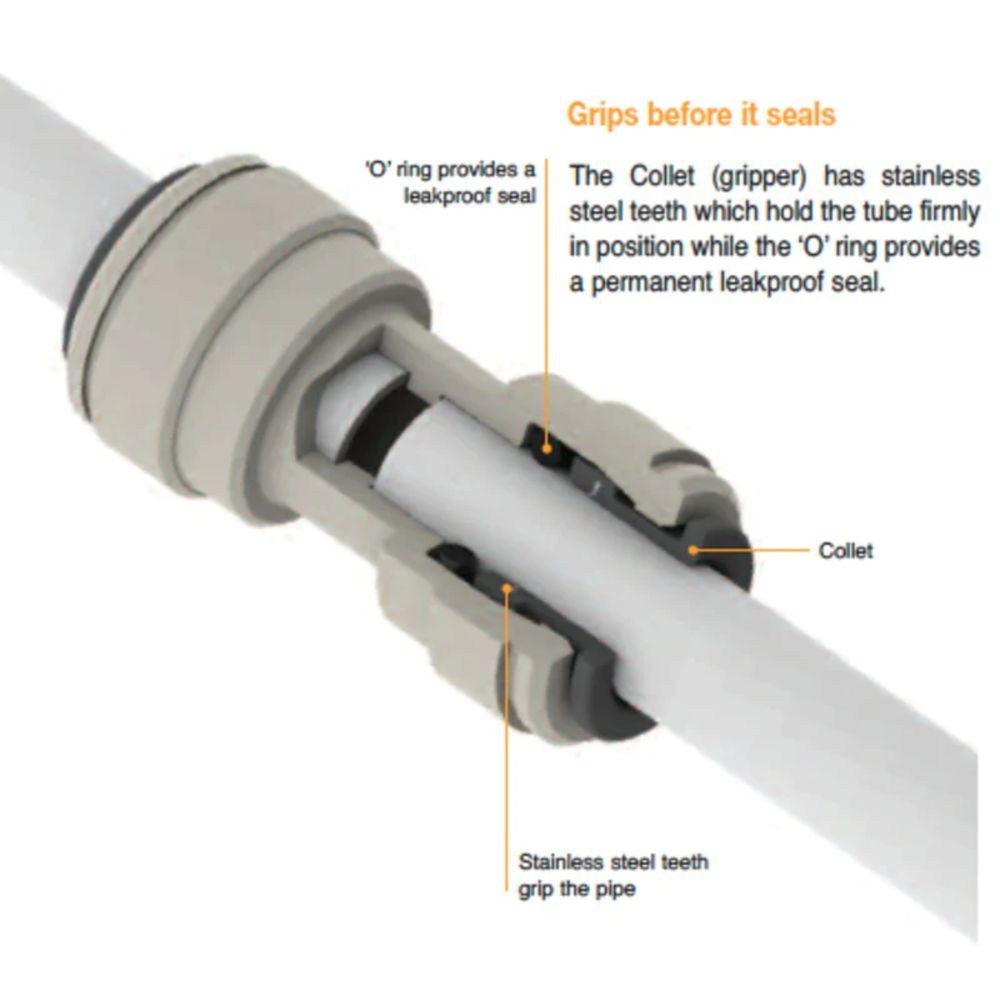 John Guest Union Tee Black Polypropylene - 3/8