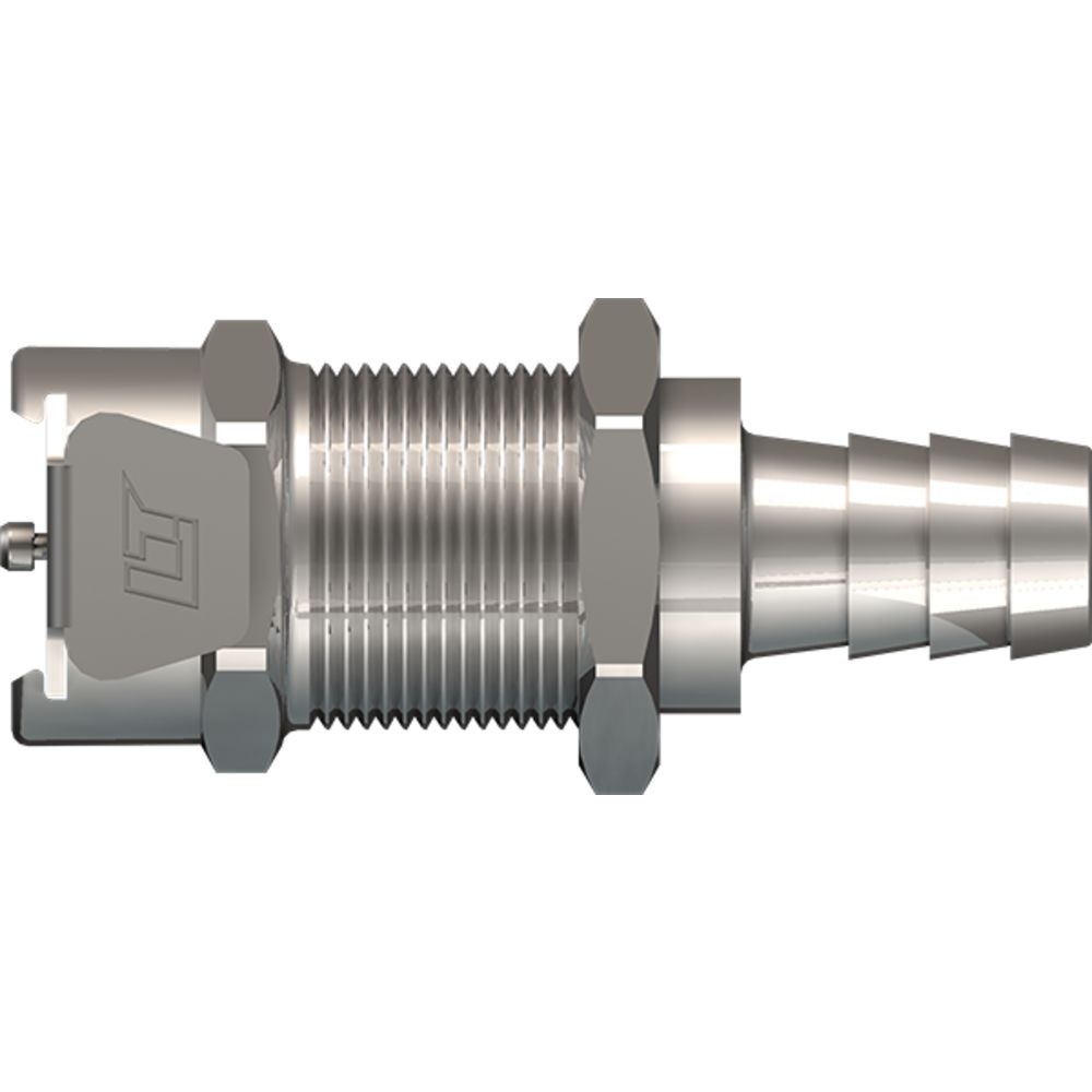 LinkTech 40CB Series Panel Mt. Female, Valved, 3/8" HB, Chrome Brass, Buna N