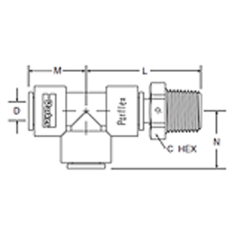 Kynar PVDF Male Run Swivel Tee - 1/4 x 1/8 NPTF