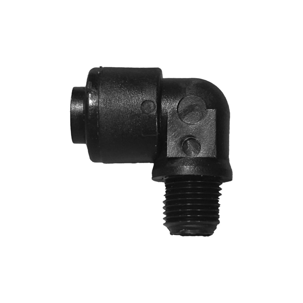 Black Kynar PVDF Male Elbow - 1/4 x 1/8 NPTF