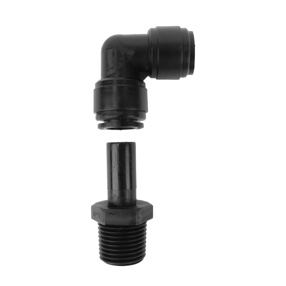 NeoFit - Acetal Black Male Elbow Swivel- 1/2"tube OD x 1/2"NPTF