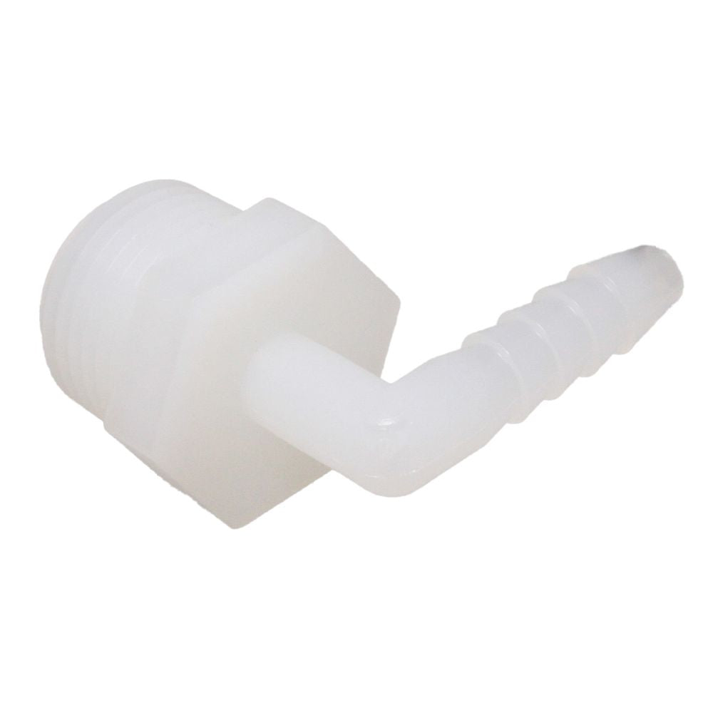 Male Elbow Barb x Male NPT - 1/4" HB x 1/2" MNPT - Natural Nylon