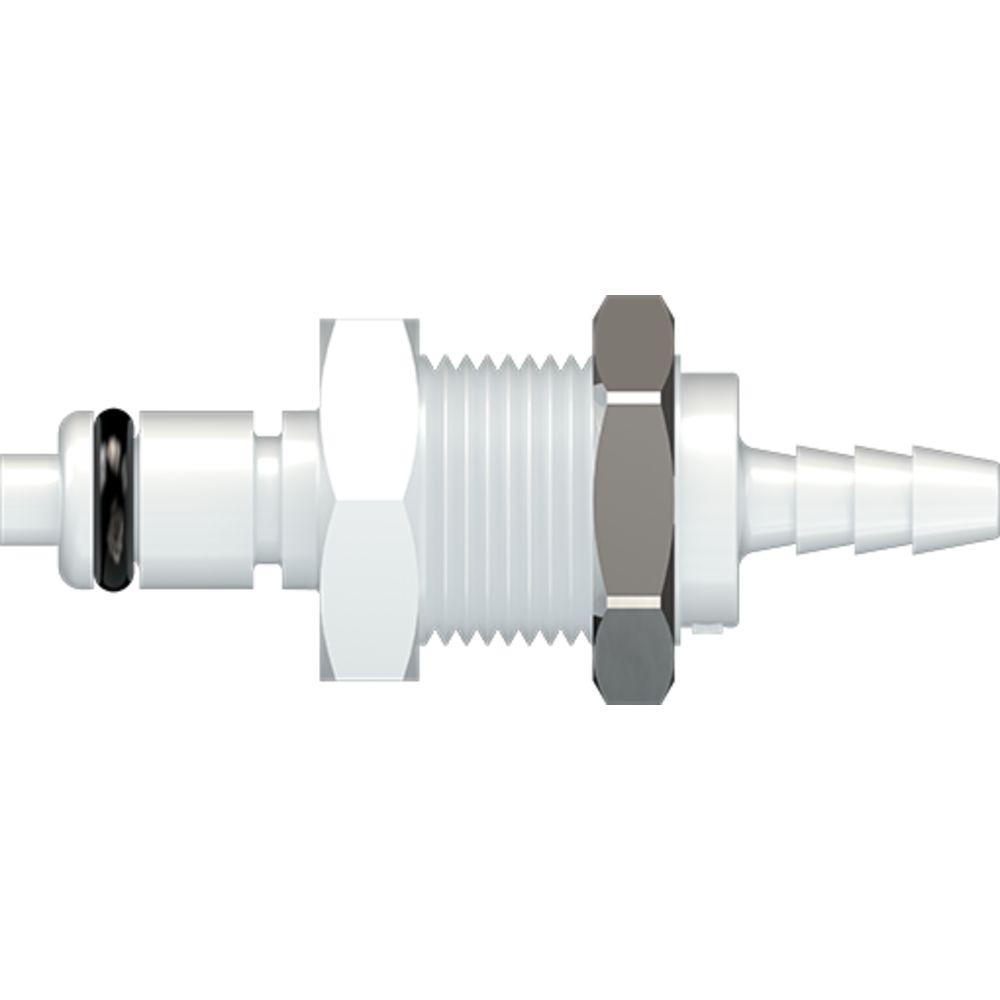 LinkTech 20AC Series Panel Mt. Male, Valved, 1/8" HB, Natural Acetal, Buna N
