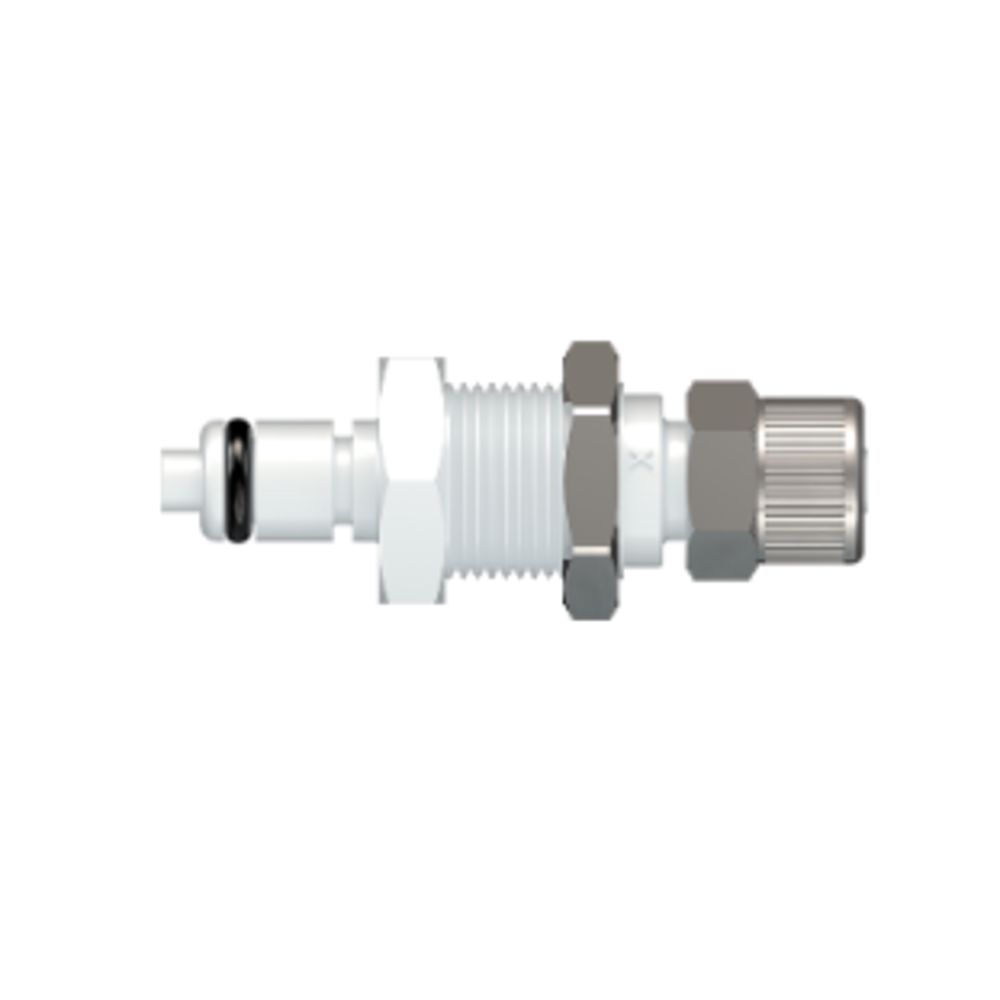 LinkTech 20AC Series Panel Mt. Male, Valved, 1/4" PTF, Natural Acetal, Buna N