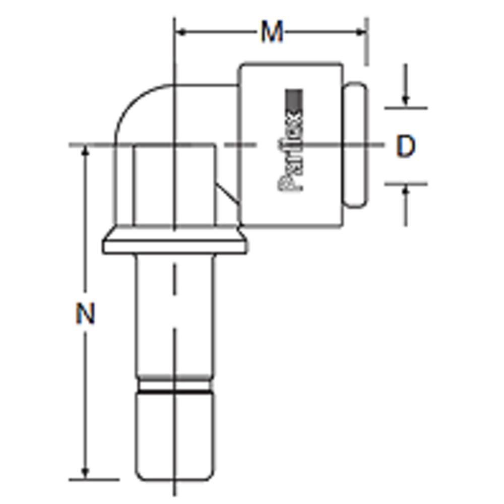 Kynar PVDF Tube Elbow Union Stem - 1/4 x 1/4