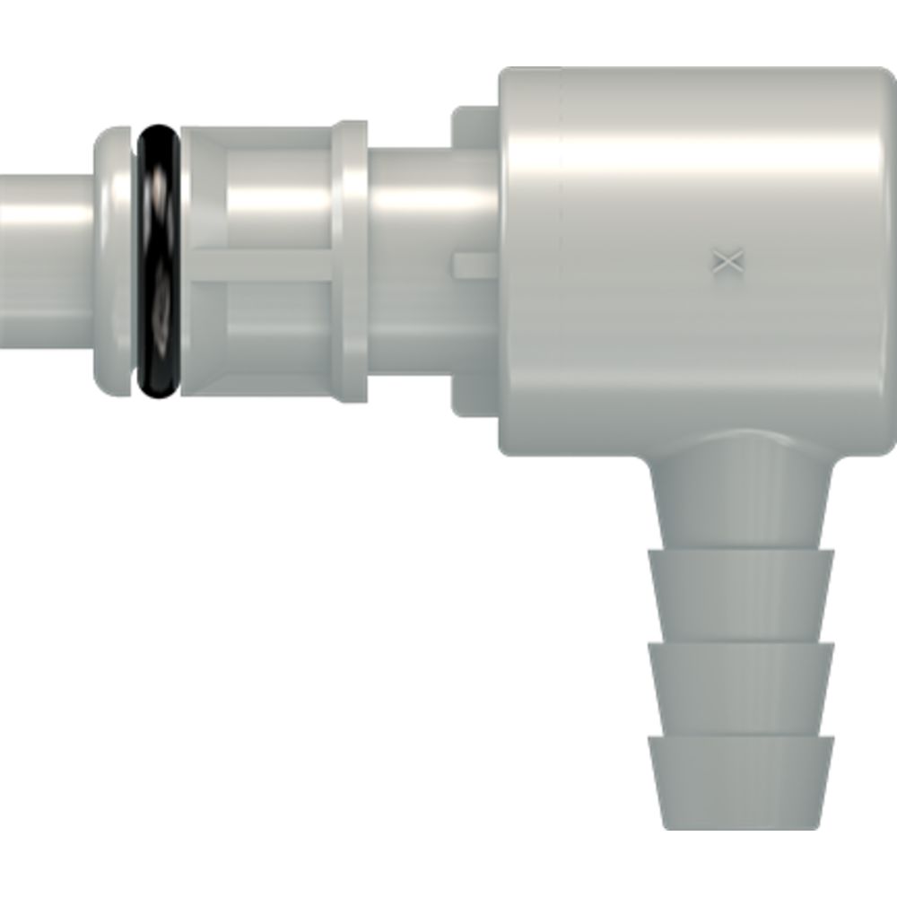 LinkTech 50PP Series Elbow Male, Valved, 1/4" HB, Polypropylene, EPDM Hasteloy