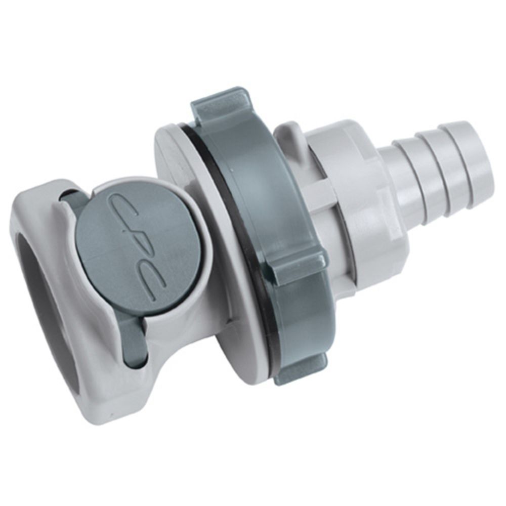 60300 NSF Valved Panel Mount Hose Barb Coupling Body 1/2 ID Barb