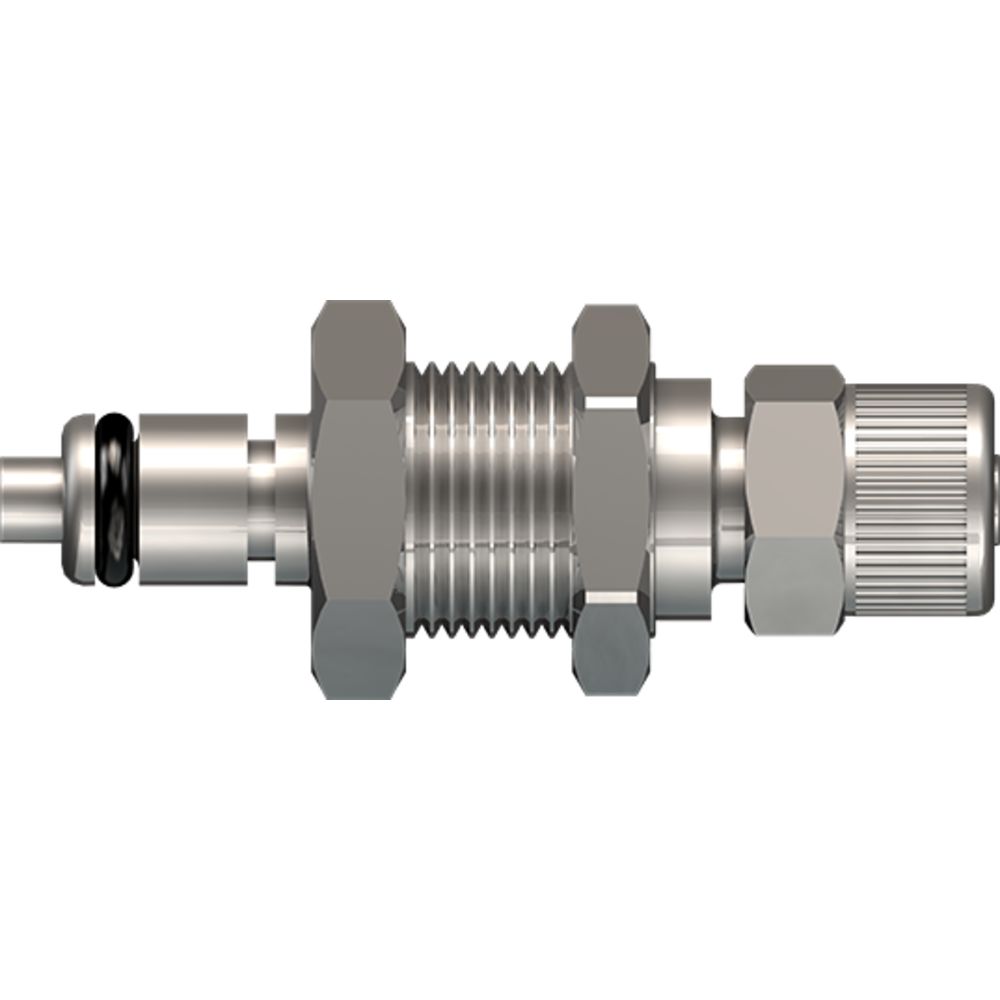 LinkTech 20CB Series Panel Mt. Male, Valved, 1/4" PTF, Chrome Brass, Buna N