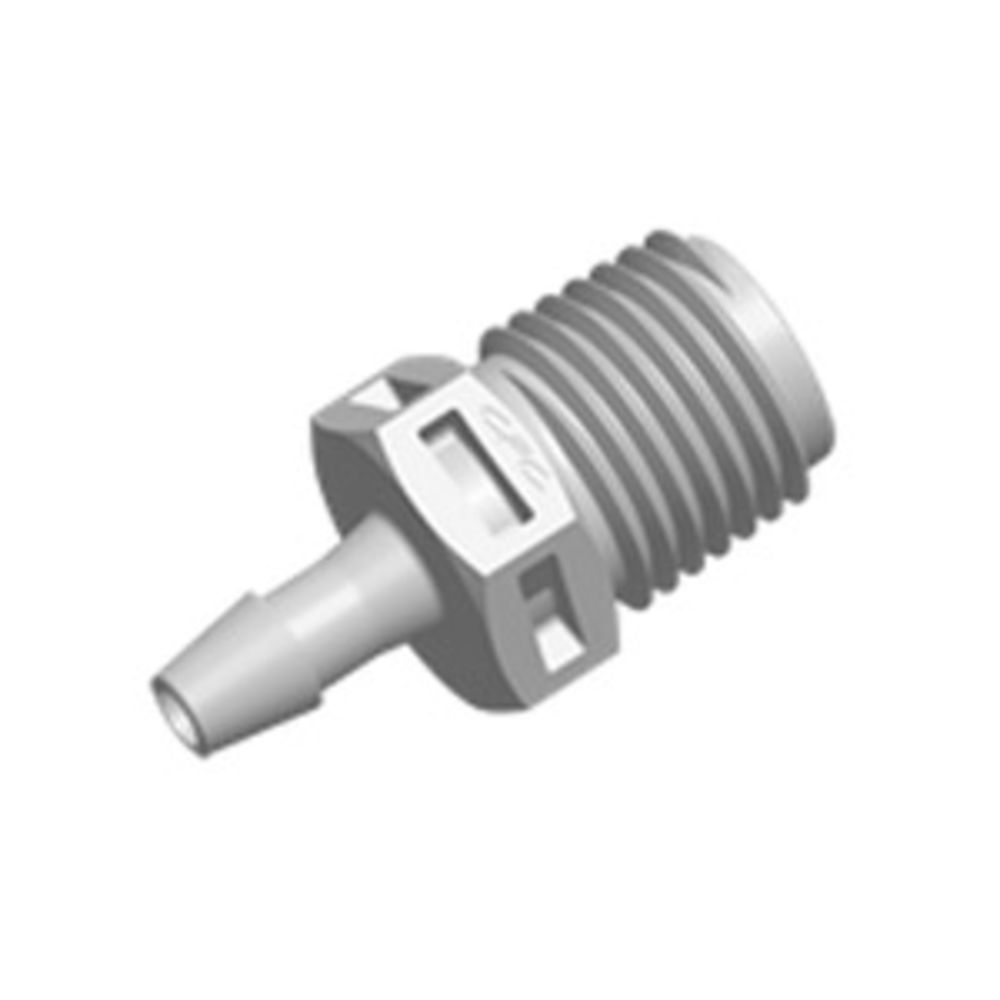 FitQuik White Nylon Thread to Tube Straight Fitting - 1/4 NPT to 3/16 ID Barb
