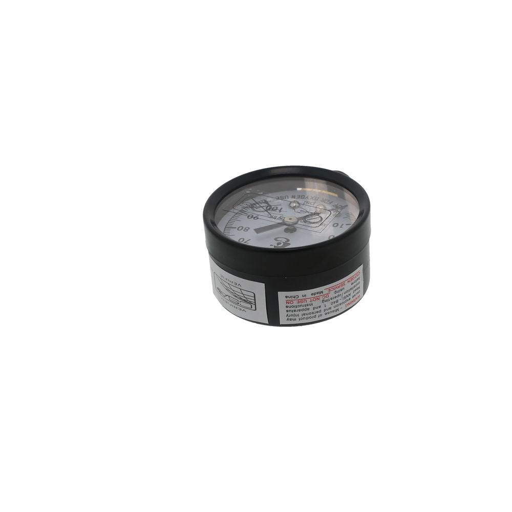 Water Pressure Gauge 100 PSI, 1/4" MPT, 2.0" Glass Dial, Lead Free Brass, Lower Mount, Black Steel Case