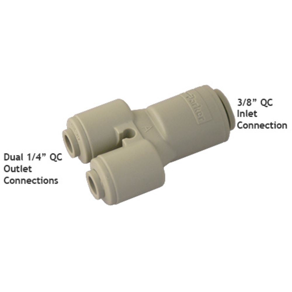 Parker A6WY4-MG True Seal Push-to-Connect Y Union - 3/8 QC x 1/4 QC