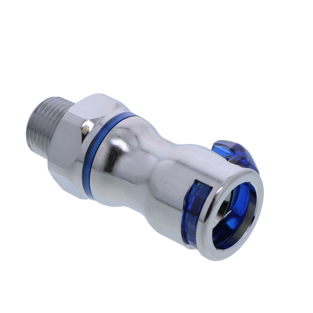 LQ6D10006BLU Valved Pipe Thread Liquid Cooling Coupling Body 3/8 NPT Cool Blue