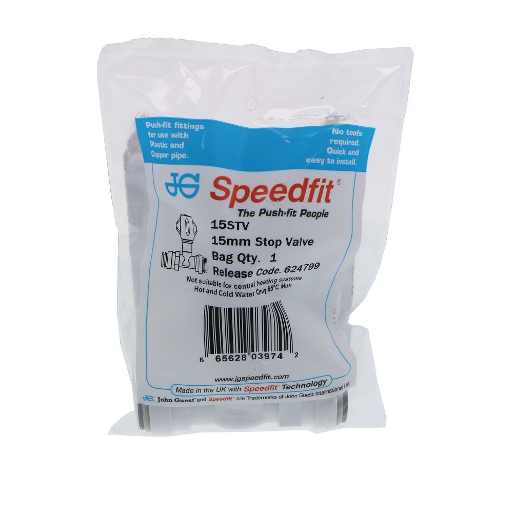 John Guest Stop Valve - 15mm