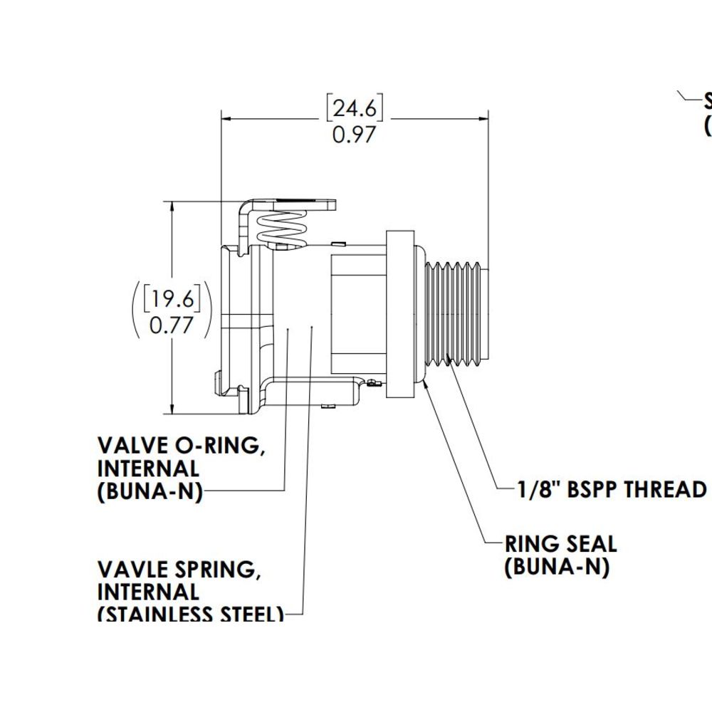 LinkTech 20AC Male Thread Socket, Valved, 1/8" Universal Thread