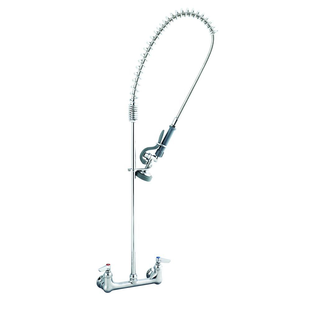 T&S Brass B-0133 Easyinstall Wall Mount Pre-Rinse Faucet w/ 8" Centers, 35-1/2" H, without Wall Bracket B-109-01