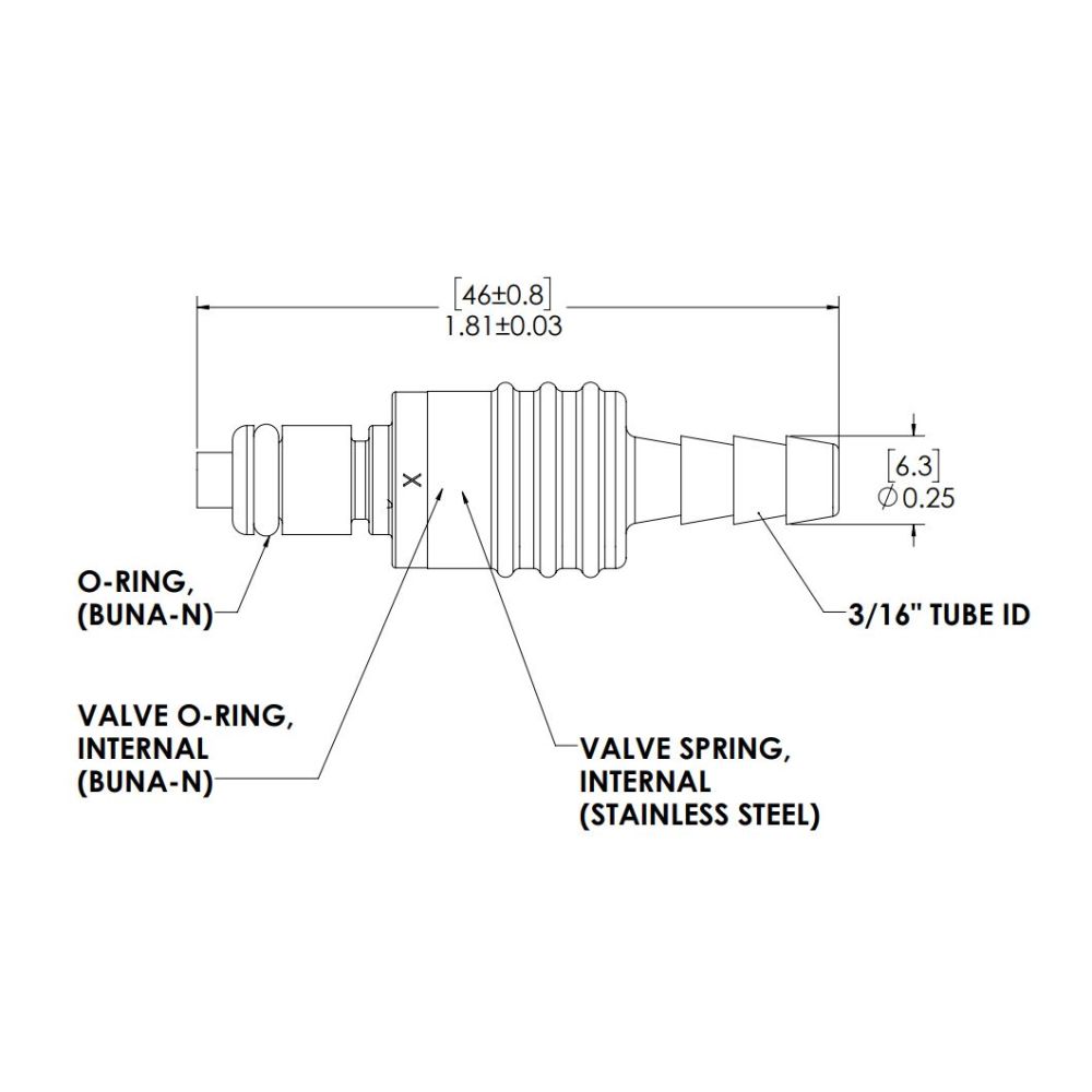 LinkTech 20AC IL Plug, Valved, 3/16" HB