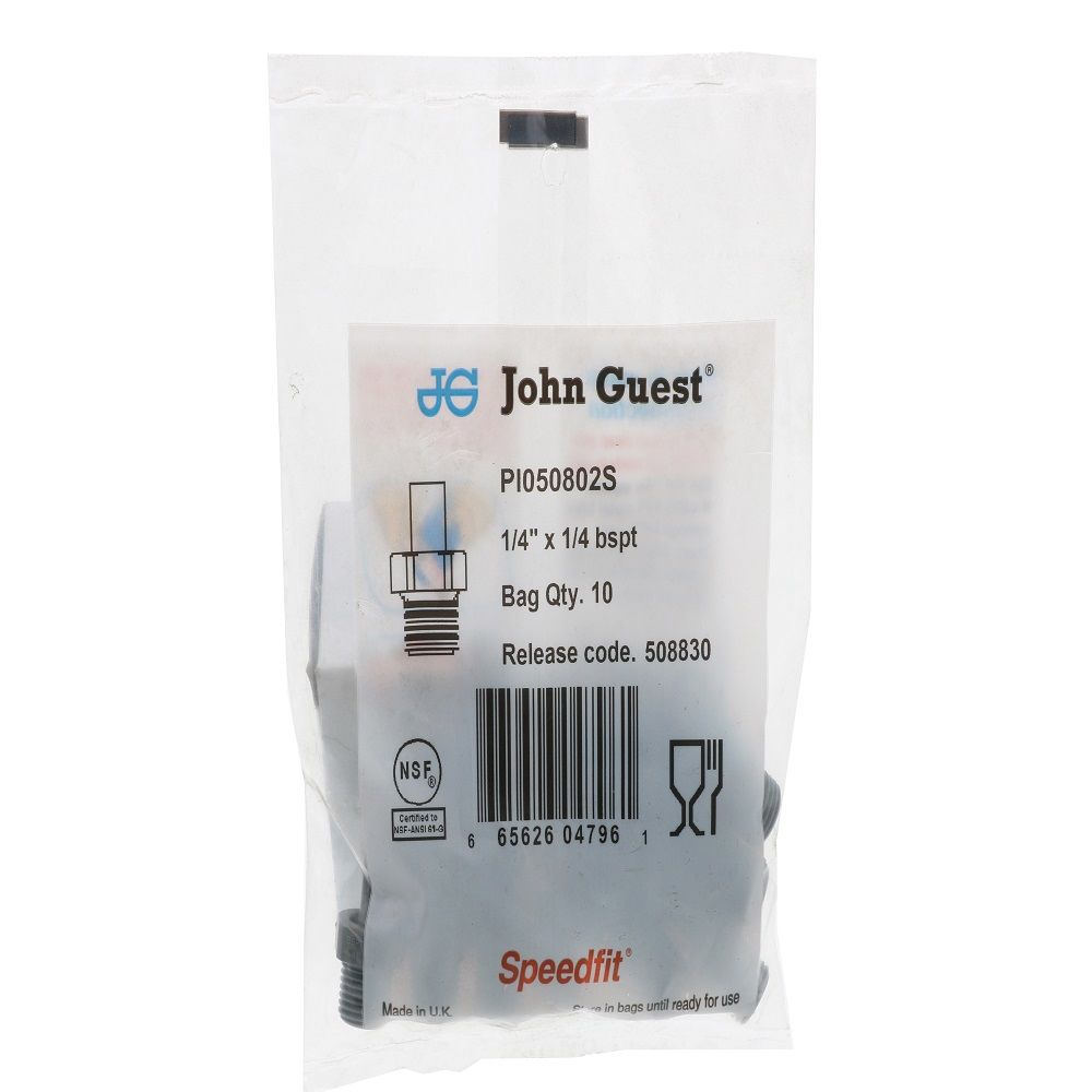 John Guest Stem Adapter BSPT - 1/4 x 1/4  BSPT