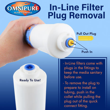 Omnipure Inline K5515-JJ 1 mic CTO/Lead/Cyst - 10" x 2.5" Filter - 1/4" Quick Connect