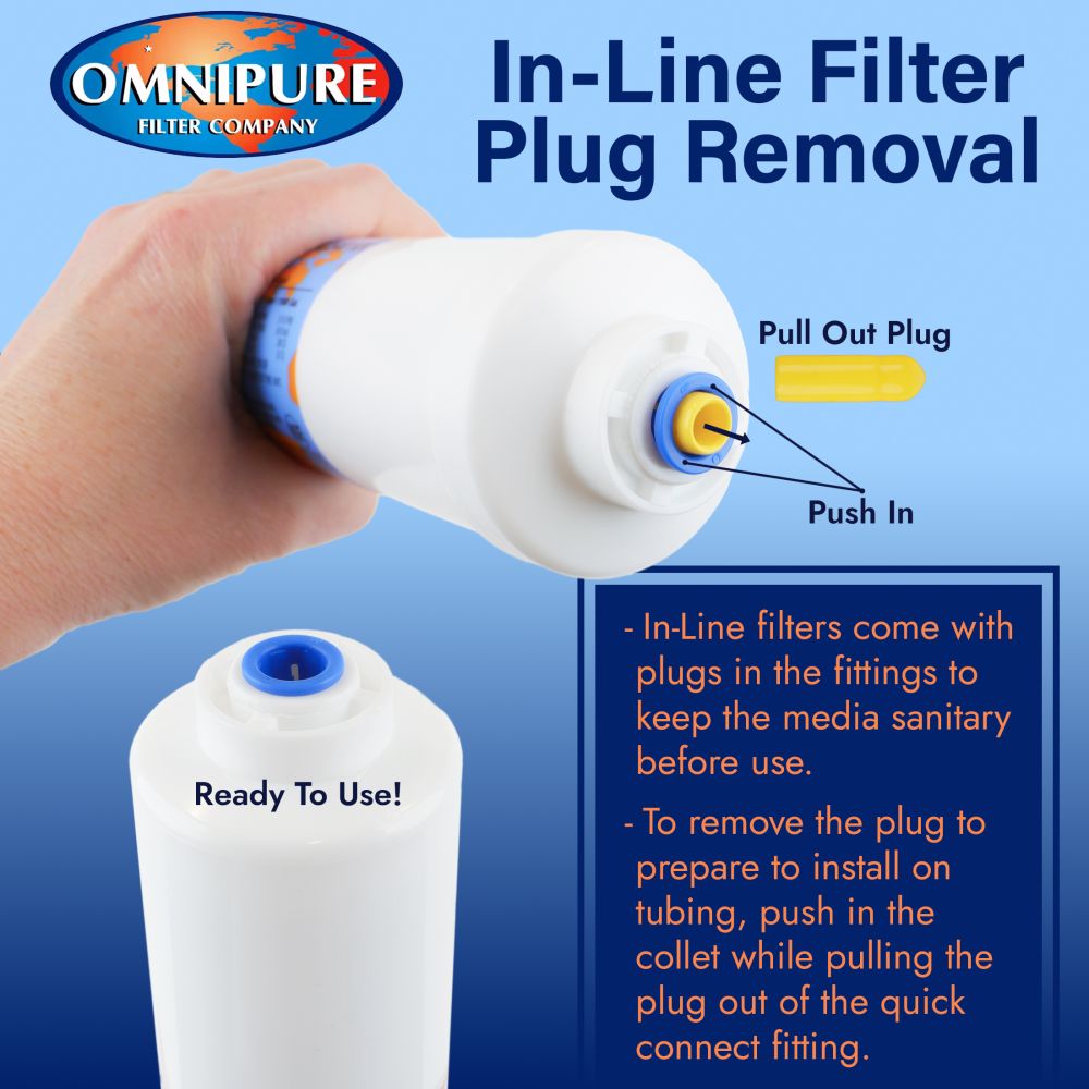 Omnipure Inline K2505-JJ 5 mic Sediment Prefilter - 10" x 2" Filter - 1/4" Quick Connect