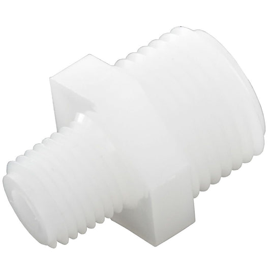Nipple Hex - 1/2 x 3/8 MPT Natural Nylon