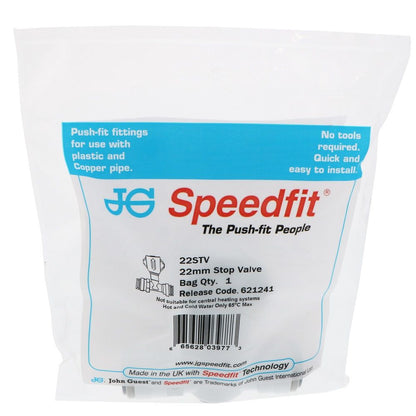 John Guest Stop Valve - 22mm