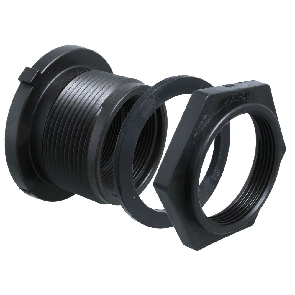 Norwesco 1 1/4" Double Threaded Polypropylene Bulkhead Fitting