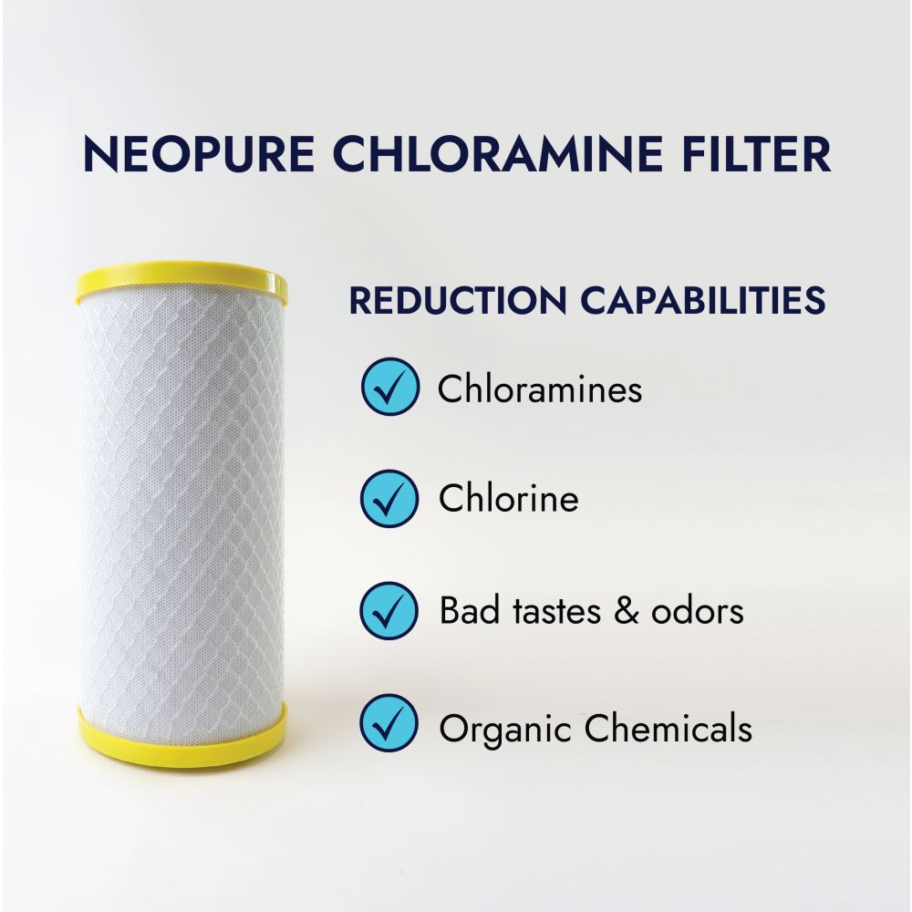 neoPure CHLM-4510 9-7/8" x 4-1/2" Chloramine Carbon Block Filter 1 micron