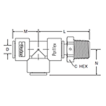 Kynar PVDF Male Run Swivel Tee - 1/4 x 1/8 NPTF
