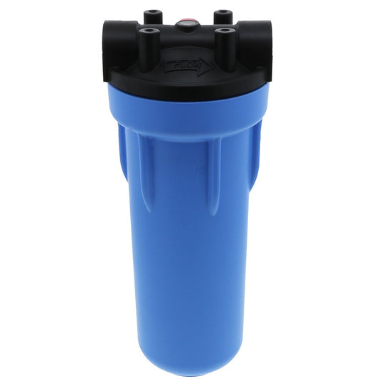 10" Neo-Pure SlimLine Housing Ribbed Housing NSF Black Cap Blue Sump w/ Pressure Relief 3/4"