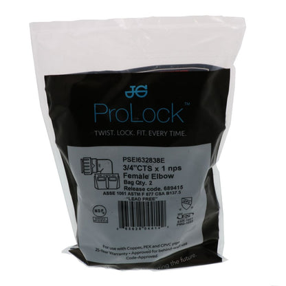 John Guest ProLock Female Elbow Connector NPS - 3/4 CTS x 1 NPS