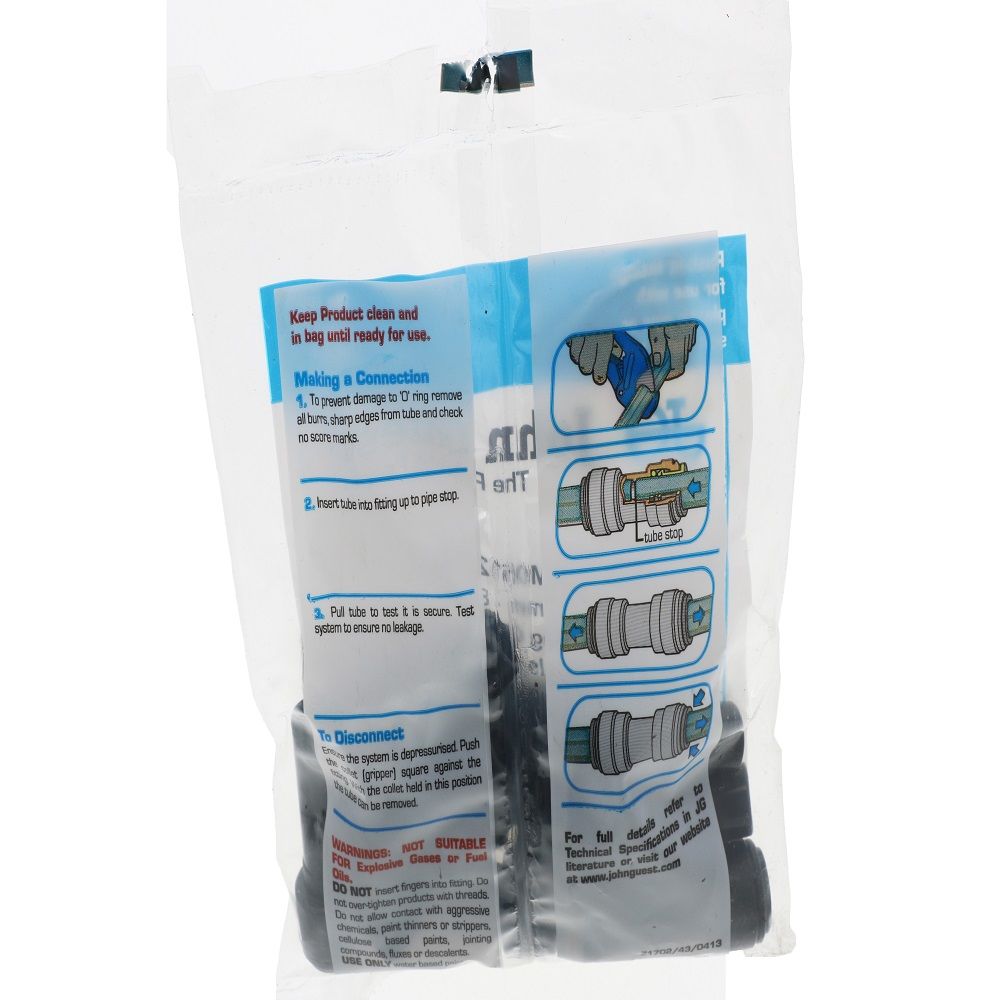 John Guest Reducing Union Black Acetal - 10 MM X 8 MM