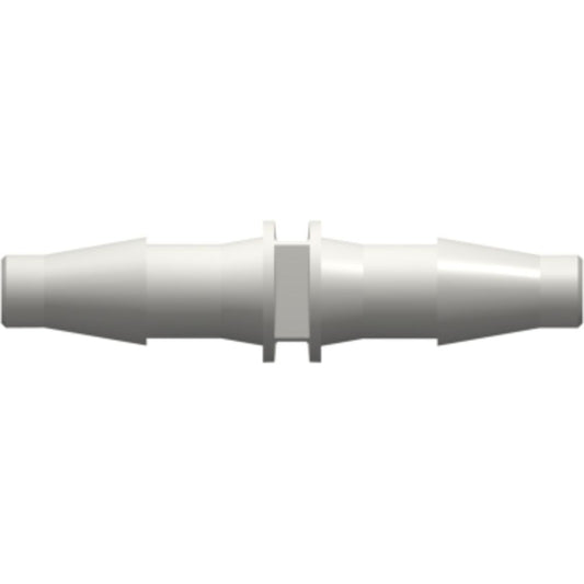 LinkTech Straight Through Tube Fitting with Classic Series Barbs, 5/32" [4.0 mm] ID Tubing, White Nylon
