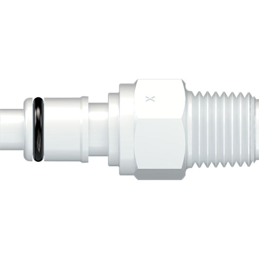 LinkTech 50AC Series Male Thread Male, Valved, 1/4" MNPT, Natural Acetal, Buna N