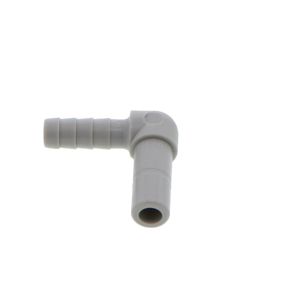 DMfit Stem Elbow Barb Connector  - 5/16 OD Stem x 1/4 ID Barb