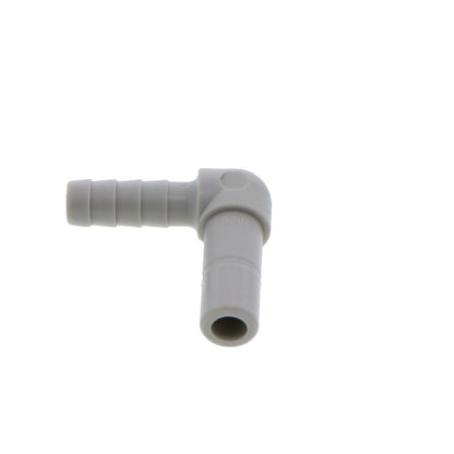 DMfit Stem Elbow Barb Connector  - 5/16 OD Stem x 1/4 ID Barb