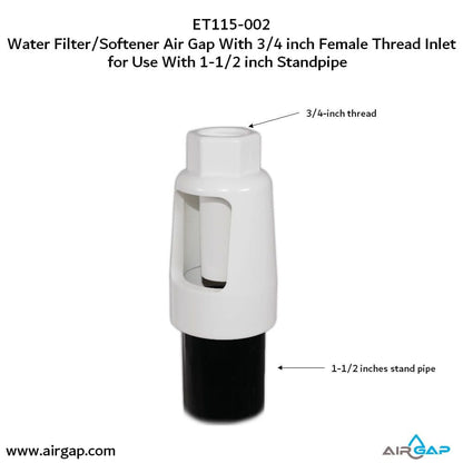 Standpipe Airgap - 1.5" PVC 40 / ABS,  3/4" FPT G15