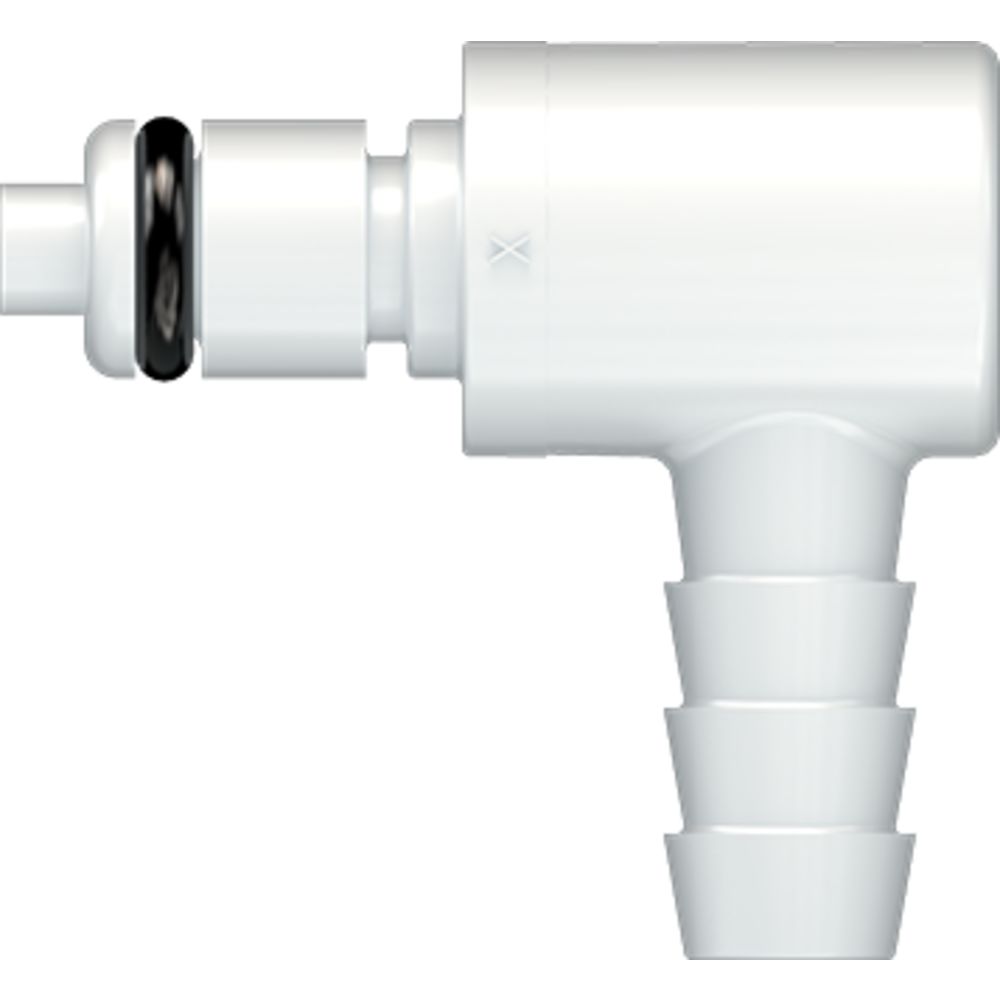 LinkTech 20AC Series Elbow Male, Valved, 1/4" HB, Natural Acetal, Buna N