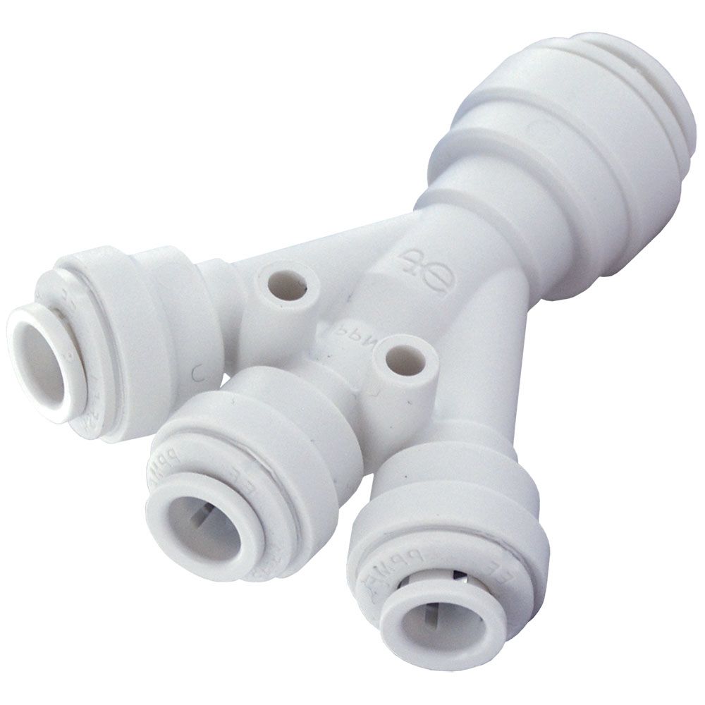 John Guest Three Way Divider Polypro  - 3/8 Inlet x 1/4 Outlets