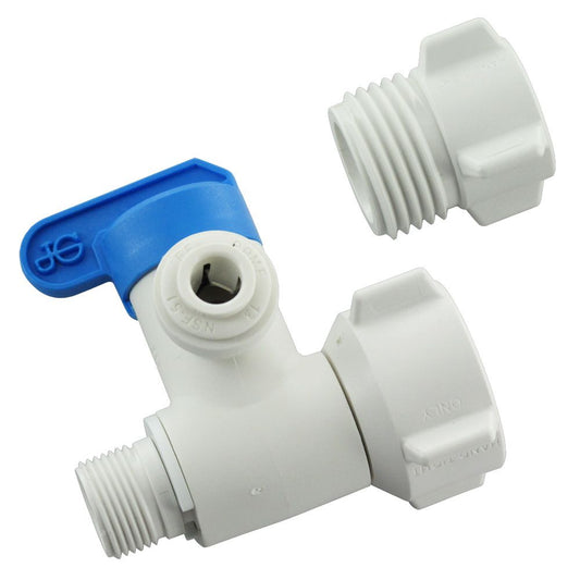 John Guest Plastic Angle Stop Adapter Valve Lead-Free - 3/8 x 1/2 x 1/4