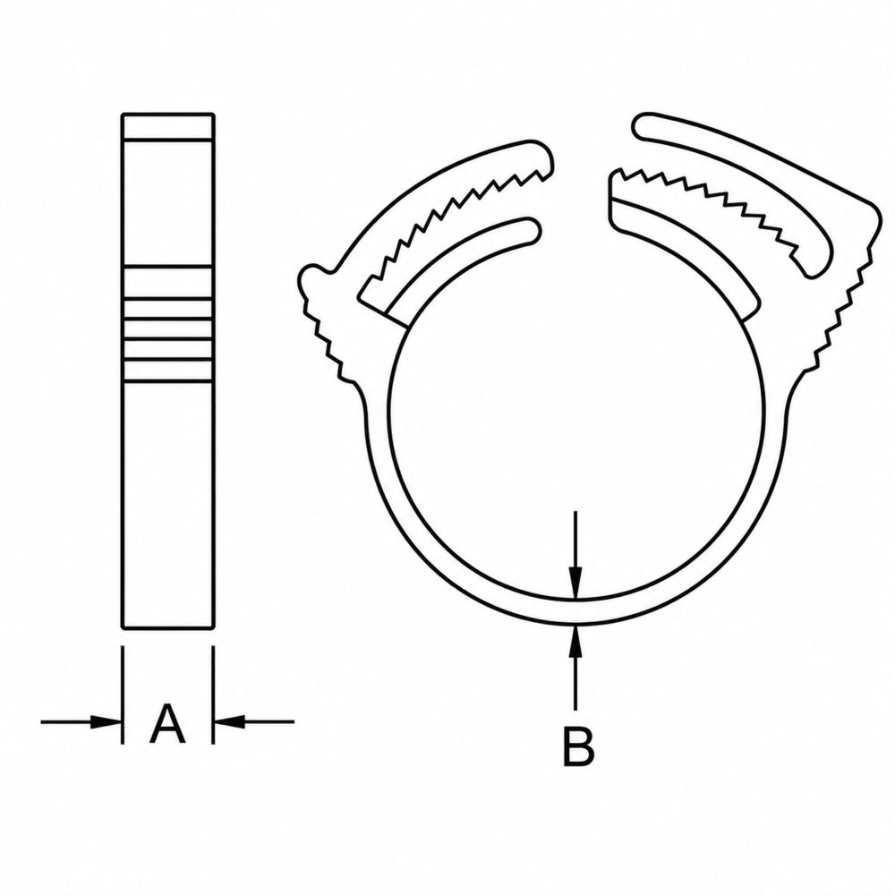Hose Clamp Nylon w/ Snap Grip 17/32" [for 0.538" to 0.608" OD]