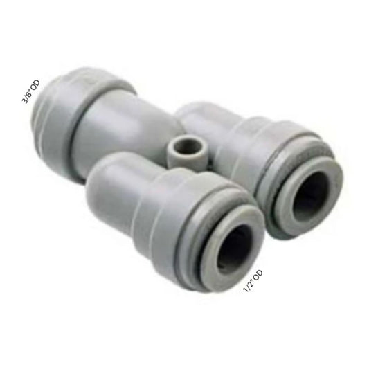 DMfit Two Way Divider - 3/8 Push-in [in] x 1/2 Push-in [out]