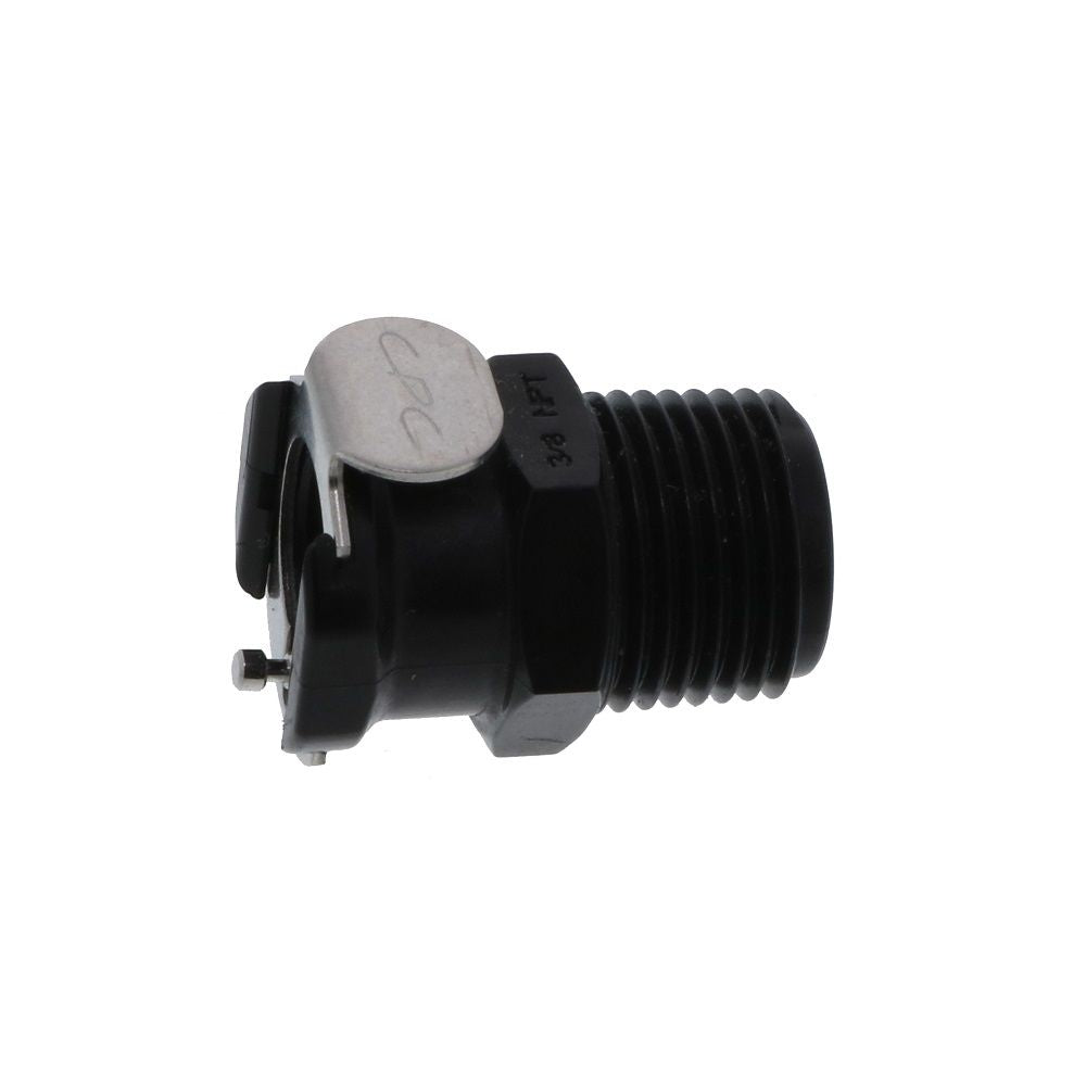 PLCD10006VBLK Valved Male Thread Coupling Body 3/8 NPT FKM [Viton] O-ring