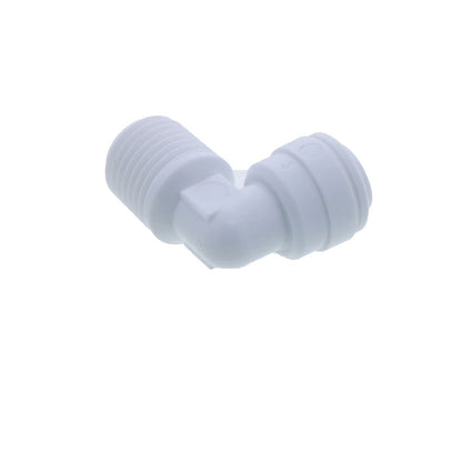 John Guest 3/8" x 1/4" [NPTF] Acetal Fixed Elbow - White