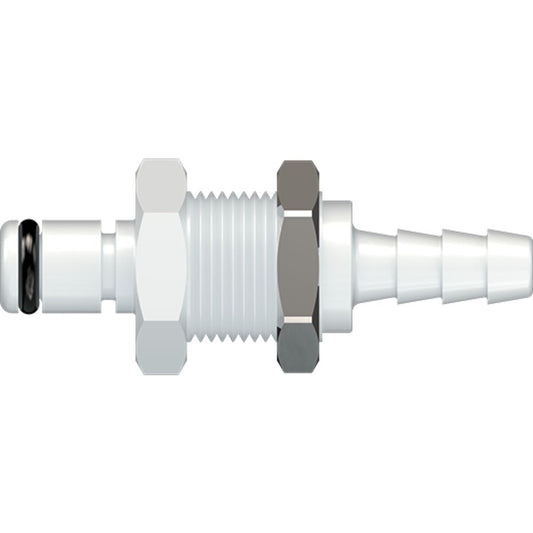 LinkTech 20AC Series Panel Mt. Male, Non-valved, 3/16" HB, Natural Acetal, Buna N