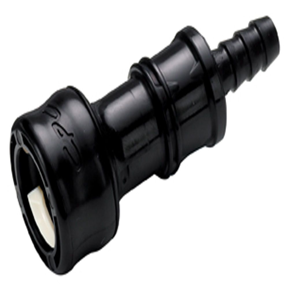 BACD17004MBLK Valved Hose Barb Coupling Body Molded Black 1/4 ID Barb