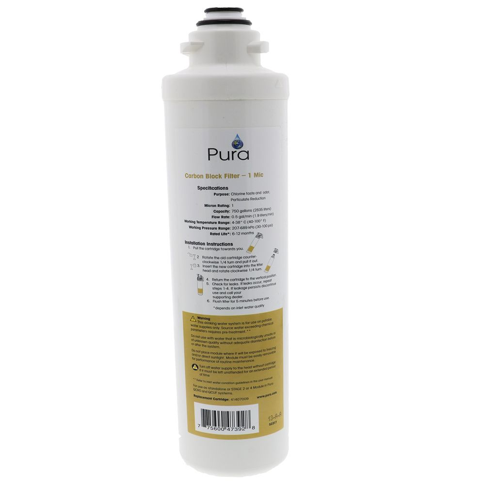 Aqua Flo 41407009 Quick Change Carbon Block Filter 1 mic