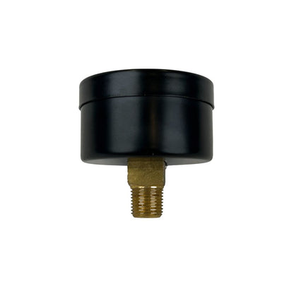 Water Pressure Gauge - 100 PSI, 1/8" MPT, 1.5" Glass Dial, Center Mount, Black Steel Case