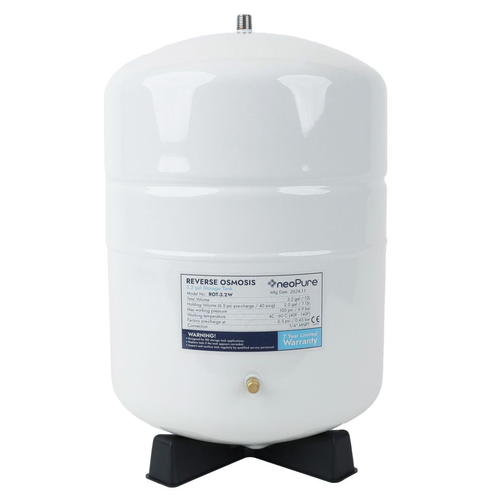 NeoPure Tank RO Storage 3.2 Gal, 9.5" dia x 13.8" h,  1/4" MNPT White