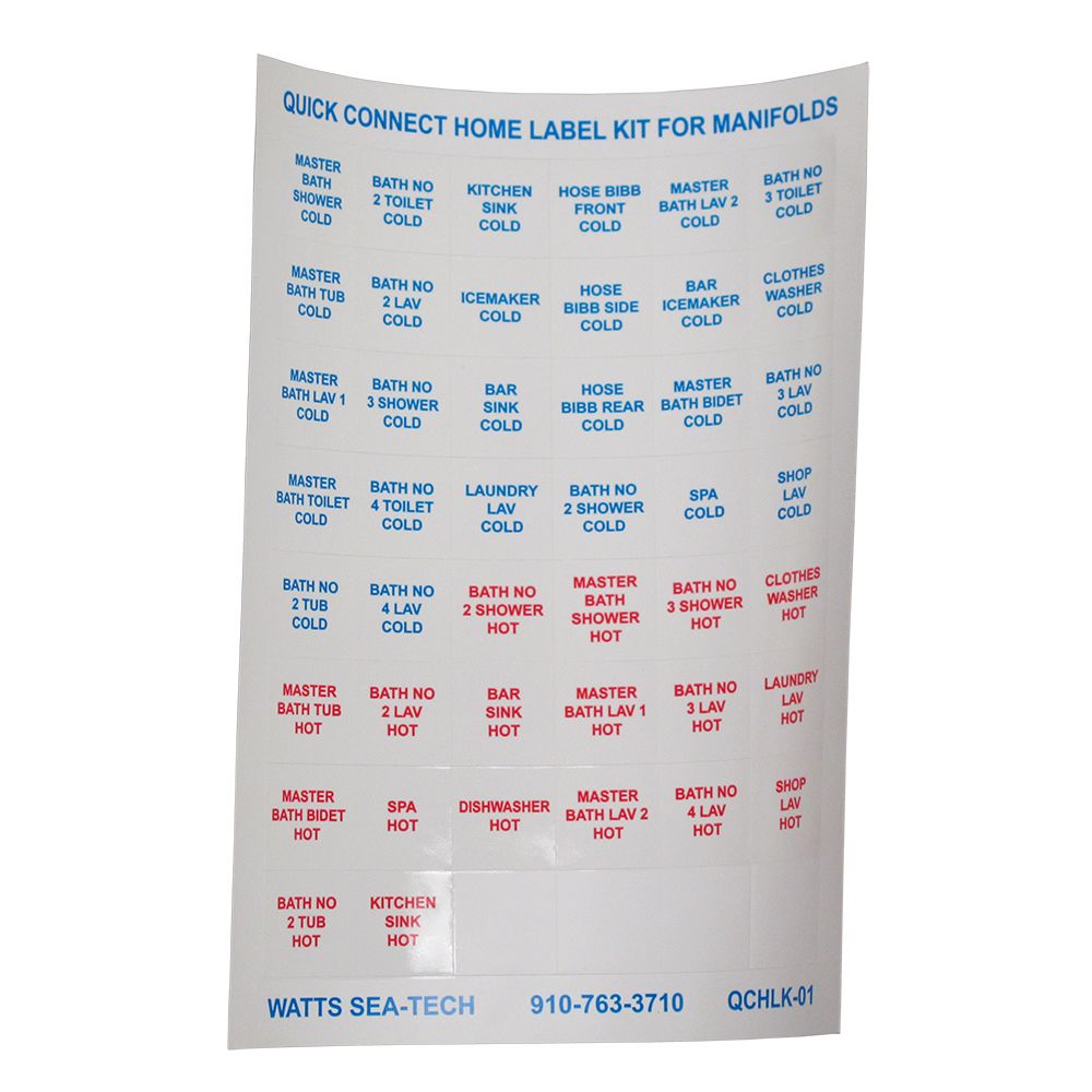 Watts AquaLock/SeaTech - Label Kit - Labels for Home