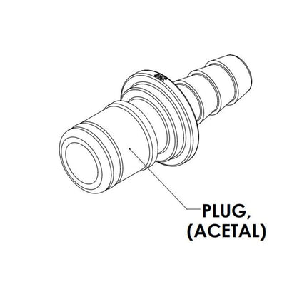 LinkTech 50AC Series Straight Male, Non-valved, 1/4" HB, Natural Acetal